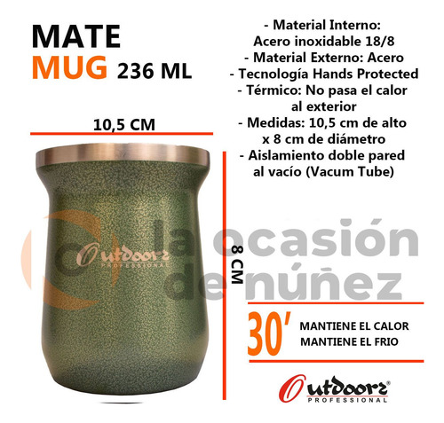 Imagen 2 de 6 de Mate Acero Inoxidable Termico 236 Ml Termico Outdoorz
