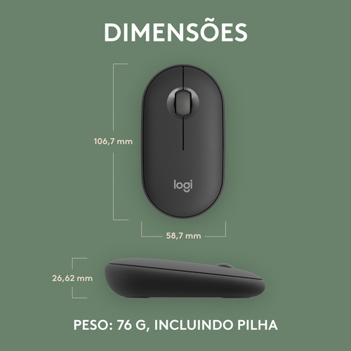 Mouse Sem Fio Logitech Pebble 2 M350s - Grafite Grafite