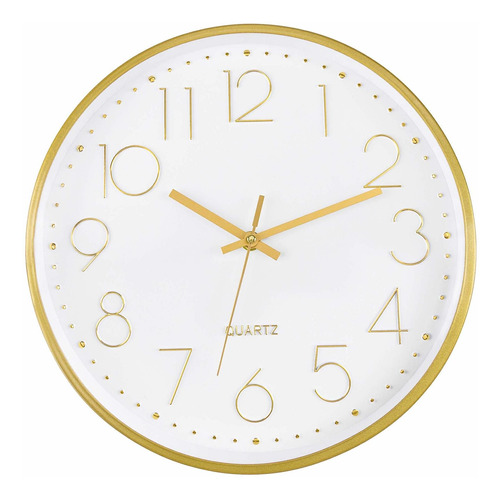 Foxtop Reloj De Pared Dorado De 12 Pulgadas, Silencioso, Sin