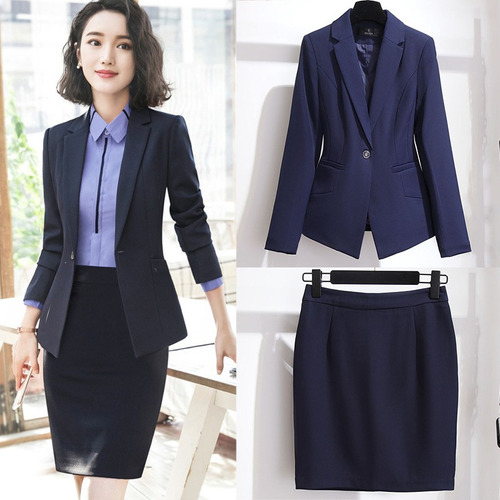 Traje Formal Dama Oficina Falda Y Saco Blazer Uniformes