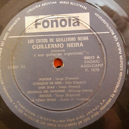 Sin Tapa Disco Guillermo Neira Y Sus Guitarras Argentinas T0