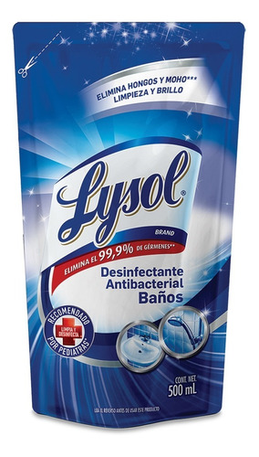 Lysol Desifectante Bacterial Baño 500ml Limpiador Brillo