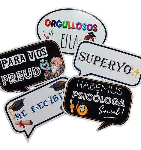 Props X 8 Egresados Fiesta Evento Cartelitos Frases | MercadoLibre