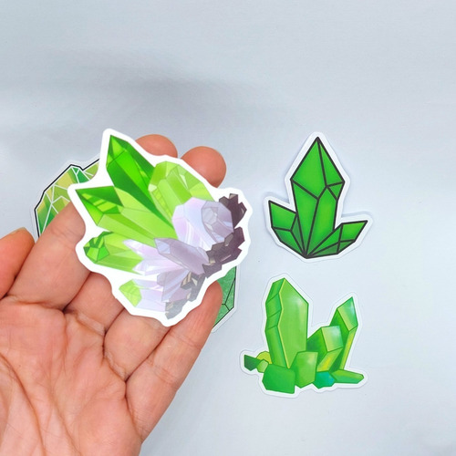 Set 5 Sticker. Cristales Verdes. Kryptonite. Bujeria. Horror