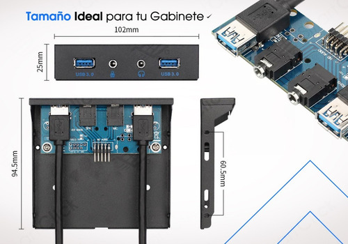 Panel Frontal Pc 3.5 Usb Puertos 3.0 + Audio Entrada Salida