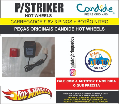 Striker  4560- Hot Wheels - Carregador 3 Pinos + Botão Nitro