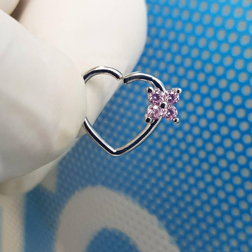 Imagen 4 de 5 de Corazon Con Flor Strass Piercing Argentina ®