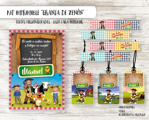 Kit Imprimible La Granja De Zenón - Textos Personalizados