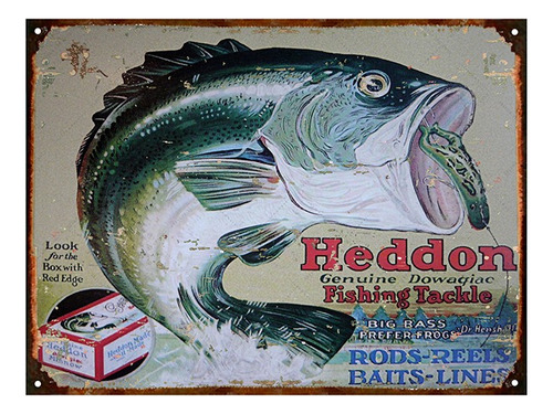 Cartel Chapa Publicidad Antigua Pesca Anzuelos Carnada L119