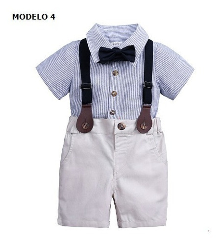 Conjunto Terno Body Camisa De 4 Piezas Importado Niños Bebes