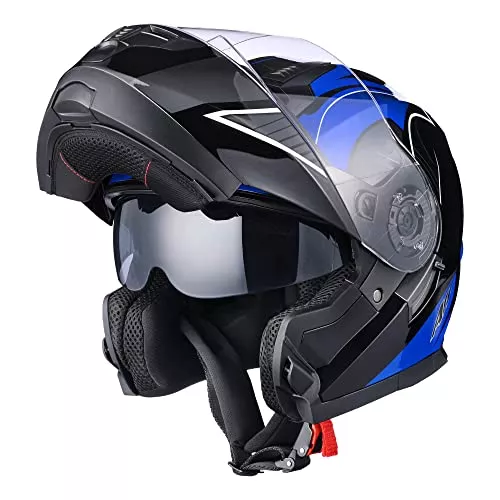 Casco Moto Modular, Casco para Moto Integral con Visera Doble