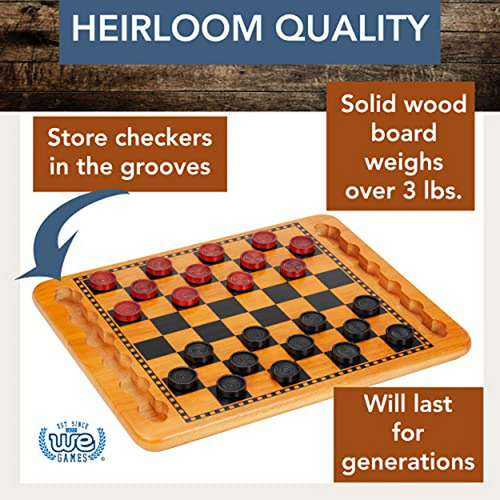 Juego Damas De Madera Estilo Clásico, Para Familias.