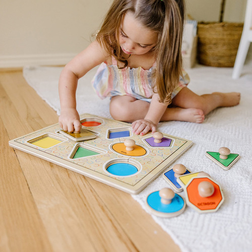 Puzle De Madera Melissa Doug Deluxe Jumbo Knob, Geométrico