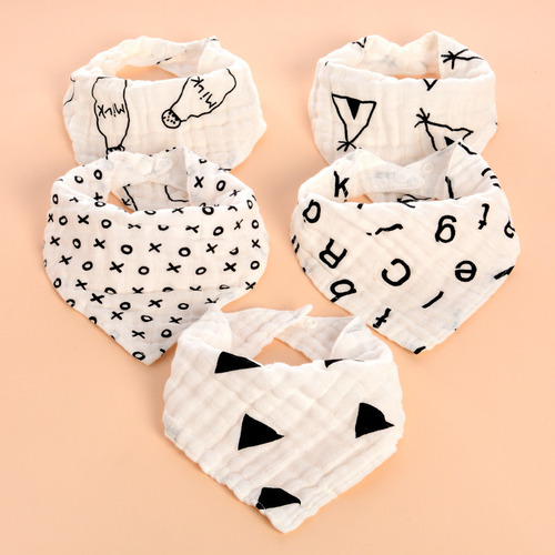 D Babero De Algodón 4 Capas Con Broche For Bebé Zebra