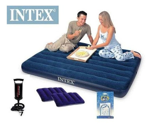 Colchon Inflable Combo 137x190x22cm Almohadas Bombam Intex