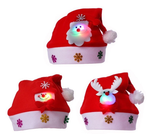 Imagen 1 de 8 de 4 Gorros De Navidad Papa Noel Con Luces Led