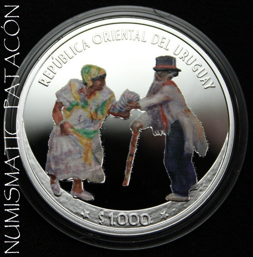 Moneda Plata Uruguay Candombe Certificado Y Estuche - Proof