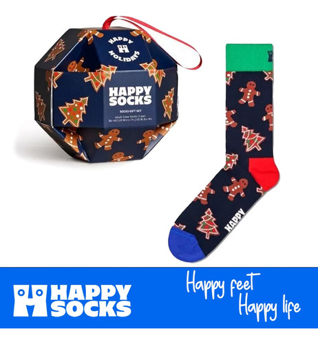 Calcetines Originales Happy Socks Galleta Jengibre Unisex Azul Galleta Gengibre 26 - 30 Cm
