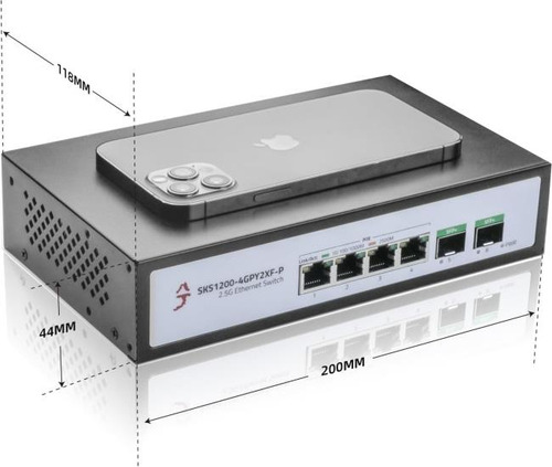Switch Xikestor 6 Portas 2,5 G Ethernet Poe +, 4 Portas Poe