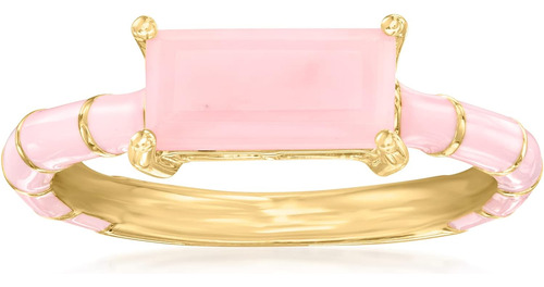 Anillo De Palo Rosa Y Esmalte Rosa En Oro De 18 Quilates Sob