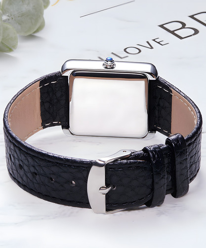 Reloj De Cuarzo Rectangular Clásico Ogeda Con Correa De Piel