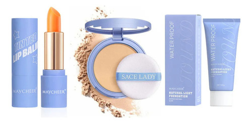 `c 3x/set Polvo Mate Base De Crema Bb Bálsamo Labial
