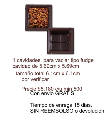 Charola Inserto Chocolates Trufas 12 Cavidades Cafe, 25pza
