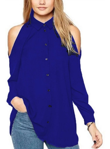 Camisa Camisola Seda Chifon Manga Larga Talla Especial