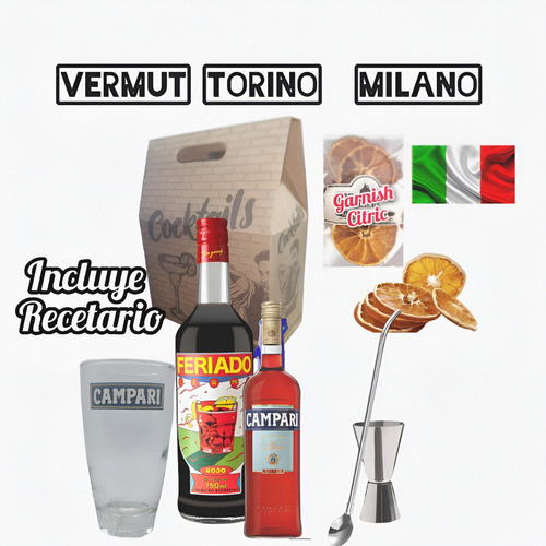  Vermut Trago Torino Milan  Feriado + Campari + Kit Completo