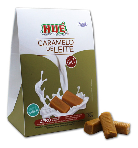 Bala De Caramelo De Leite Diet Hué Com Colágeno Premium 90g