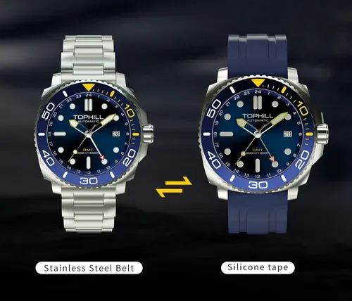 ☆ノーロゴ☆SEIKO製★GMT機能 NH34 Tophill Pro Diver Automático Seiko Nh34 Gmt Mergulho 300m