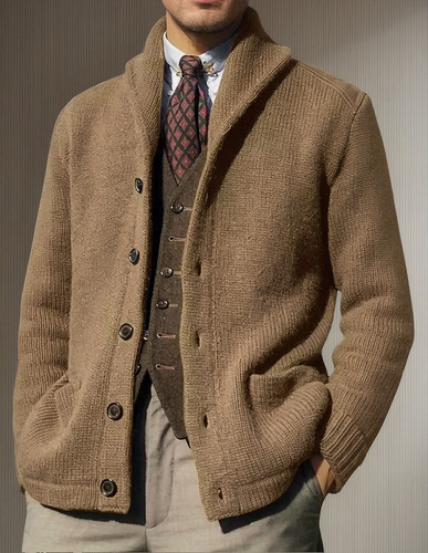 Suéter Casual Botón Bolsillo Cardigans Hombres Abrigo