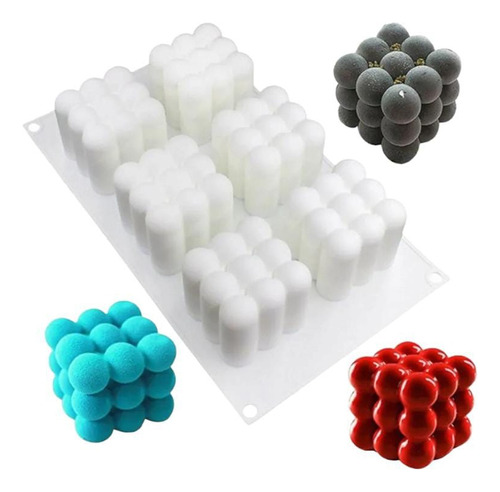 Molde En Silicón Para Jabón Artesanal Velas Cubo Esferas X6