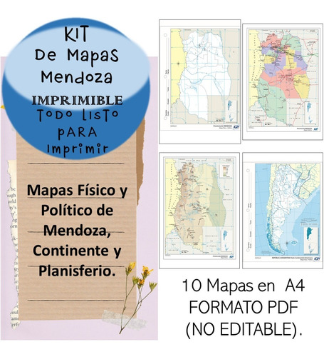 Imagen 1 de 2 de Kit Imprimible De Mapas De Mendoza Y De Argentina