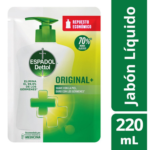 Jabon Liquido Antibacterial Espadol Original Repuesto 220ml