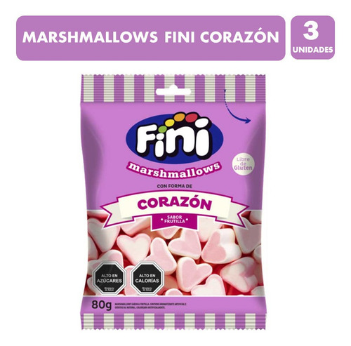 Marshmallow Fini - En Forma De Corazon (pack Con 3 Unidades)