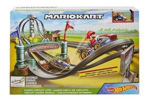 Pista De Circuito Mario Kart Hot Wheels + Vehículo Mario