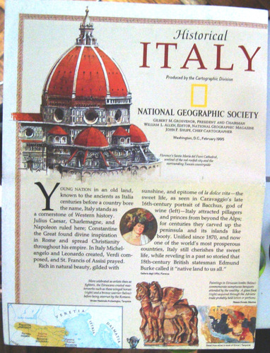 Mapa Nat Geo Italia Politico Historico Febrero 1995 Nuevo