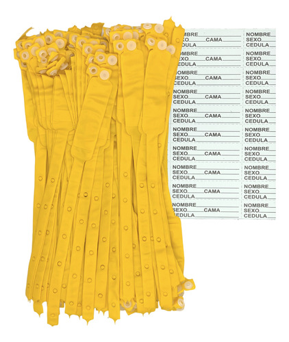 1000 Brazaletes Plástico Identificación Adulto Colo Amarillo