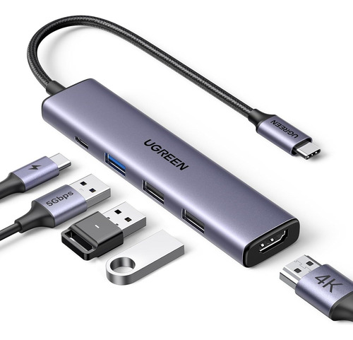 Ugreen Revodok Usb-c Hub 5 En 1 Adaptador 4k Hdmi 100w Pd