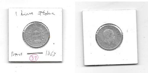 Moe395 Moeda Prata 1 Lira Italia 1863