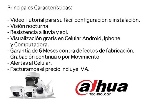 Imagen 5 de 7 de Kit Circuito Cerrado 4 Cámaras Fhd Dahua Dvr 8 1080p 1 Tb