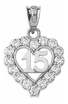 Collar - Elegant Sterling Silver Quinceanera Open Heart Char