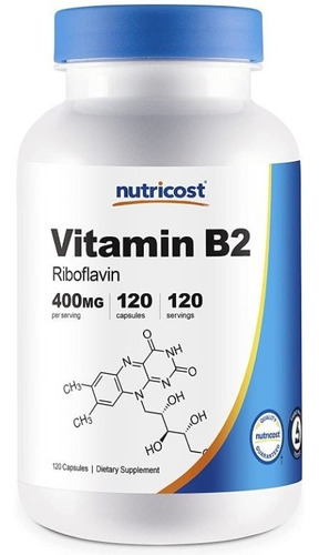 Original Vitamina B2 Nutricost 0.014 Onzas, 120 Cáp