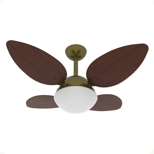 Ventilador De Teto Prime 1024 Com 4 Pás Mdf Infinity Luxo Estrutura Verde Fume Pás Tabaco Diâmetro 110 127v