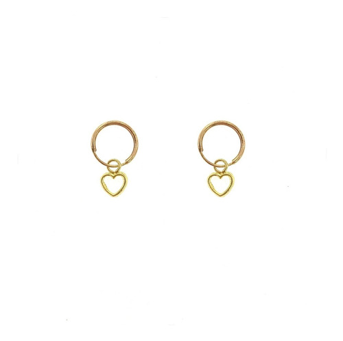 Mini Arracada 8mm + 2 Dijes Oro 10k Kt / Niña Mujer Regalo