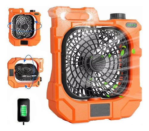 Ventilador De Campamento Recargable Y Multifunción C/luz Led