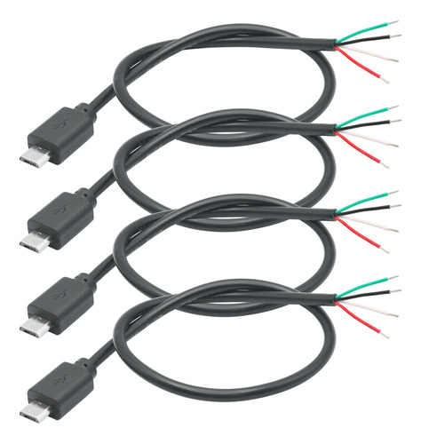 Cable Corto Micro Usb Macho De 4 Pines De 11 Pulgadas, 24aw.