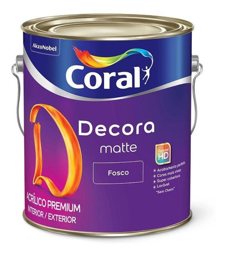 Tinta Acrílico Premium Matte Cor Amarelo Fosco - 3,2l-coral