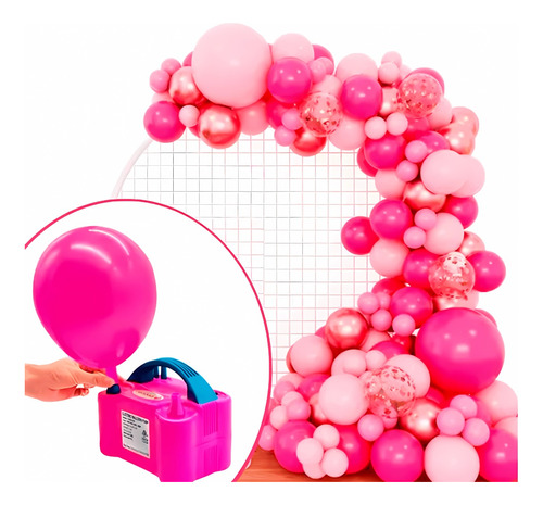 Kit Decoracion Arco Fiesta Globos Bomba Inflador Y Accesorio